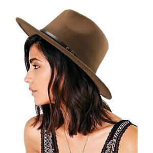 ✨NWOT✨Women Belt Buckle Fedora Hat Classic Wide Brim Floppy Felt Panama Hat✨